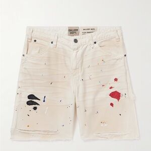 Gallery Dept Denim Shorts. Flea Carpenter Distressed Paint-Splattered Jean Short